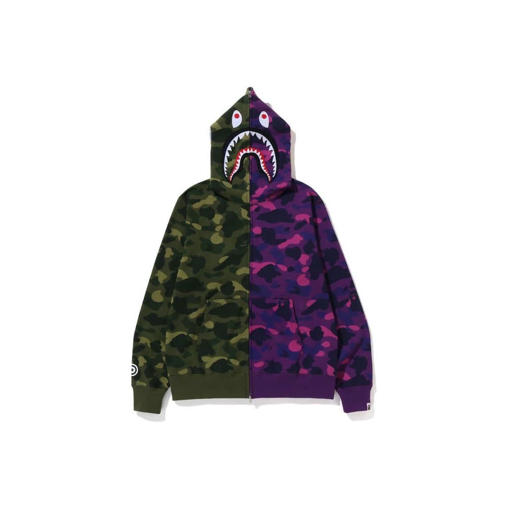 Bape Color Camo Shark Full Zip Hoodie Green Purple (FW22)