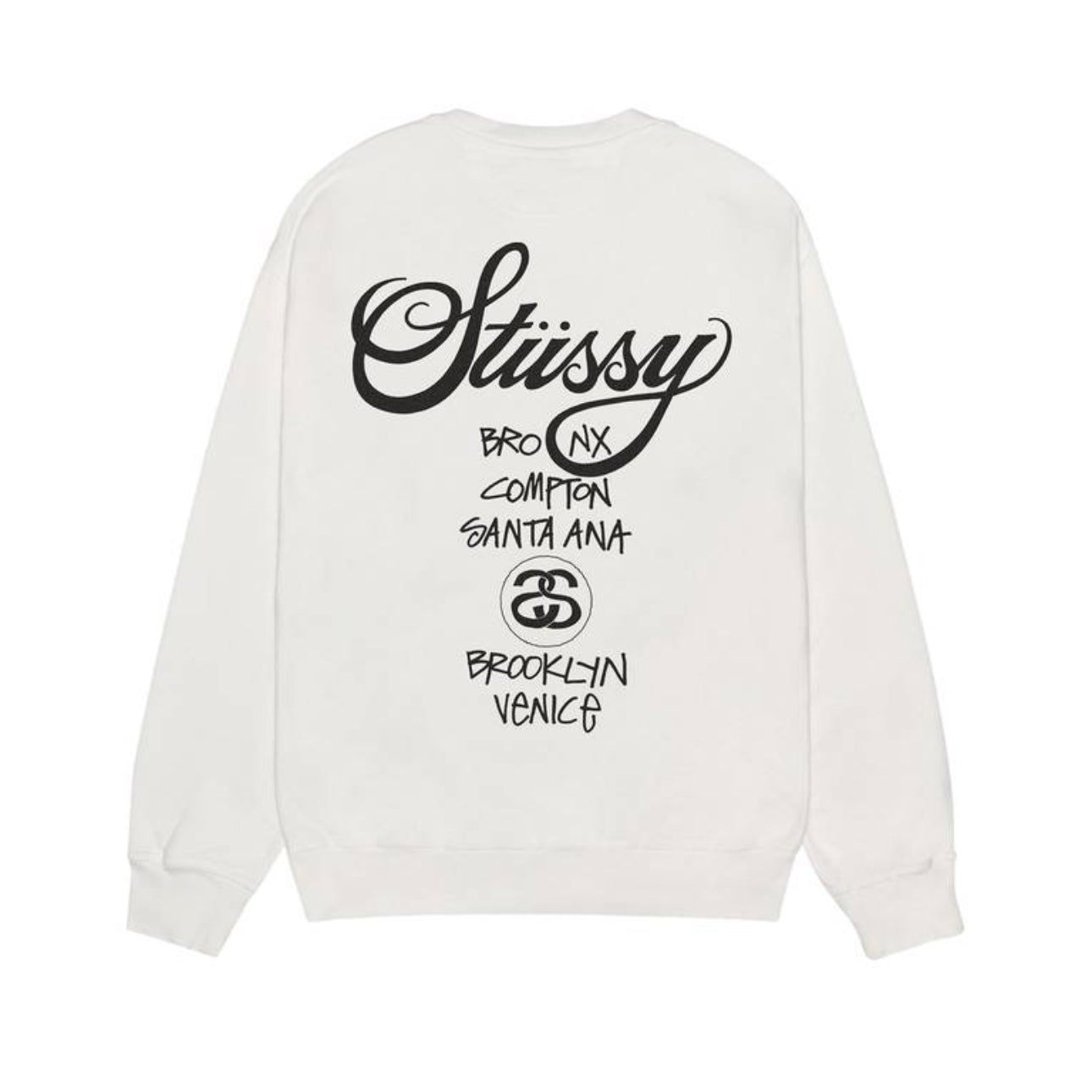 Stüssy World Tour Crewneck Sweater Pigment Dyed Natural