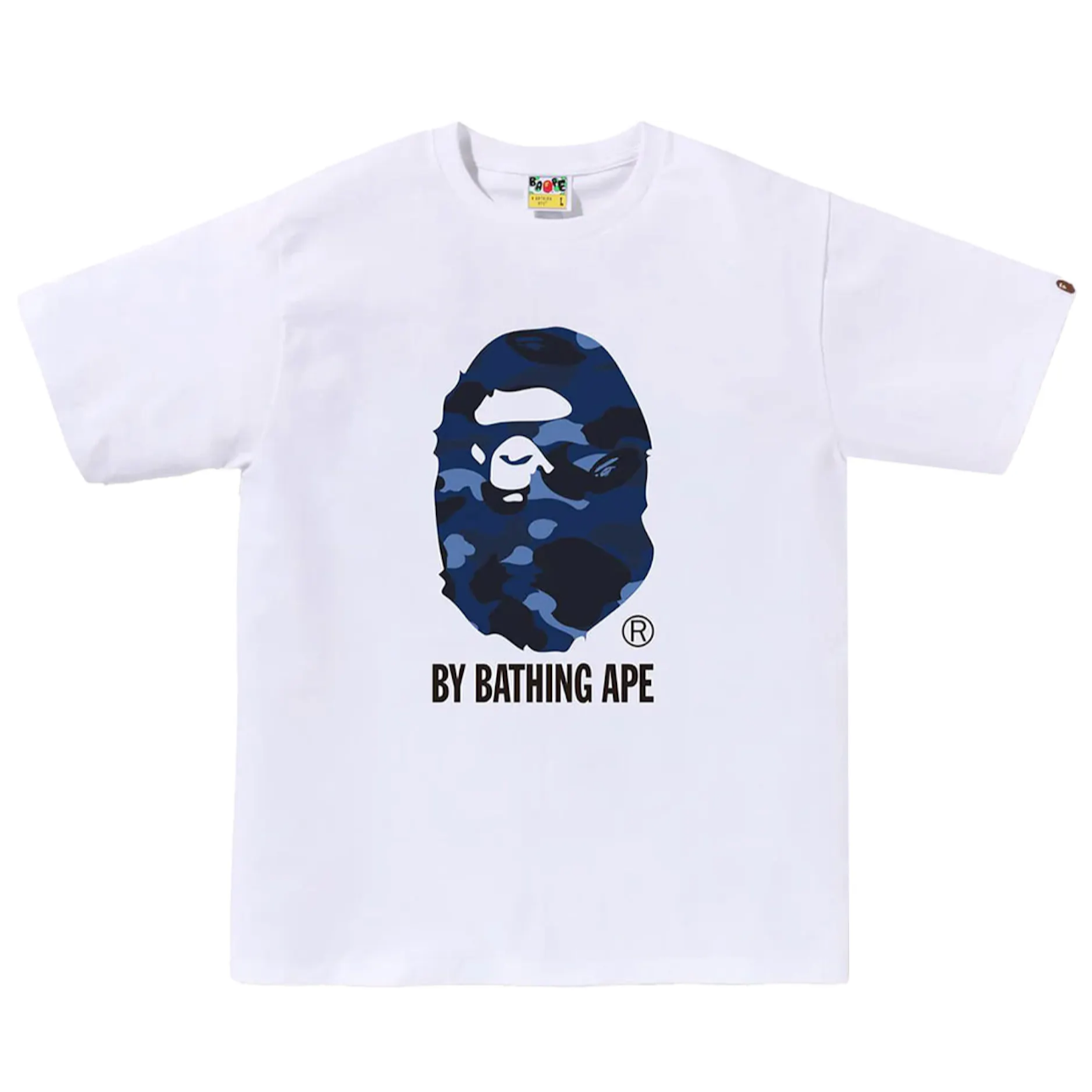 BAPE A Bathing Ape Camo Big Ape Head Tee Shirt WHite Navy Camo