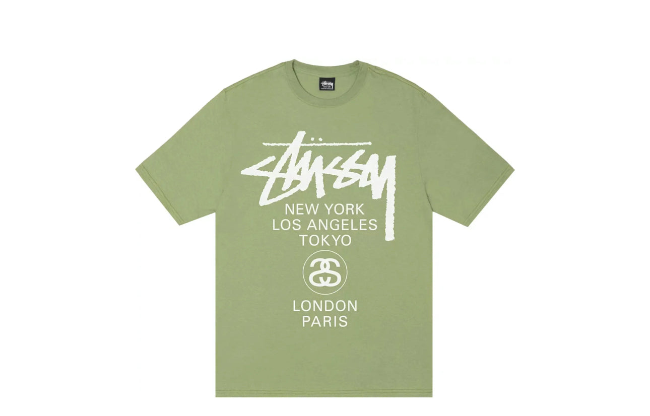 Stüssy World Tour Tee Shirt Moss - 3903792