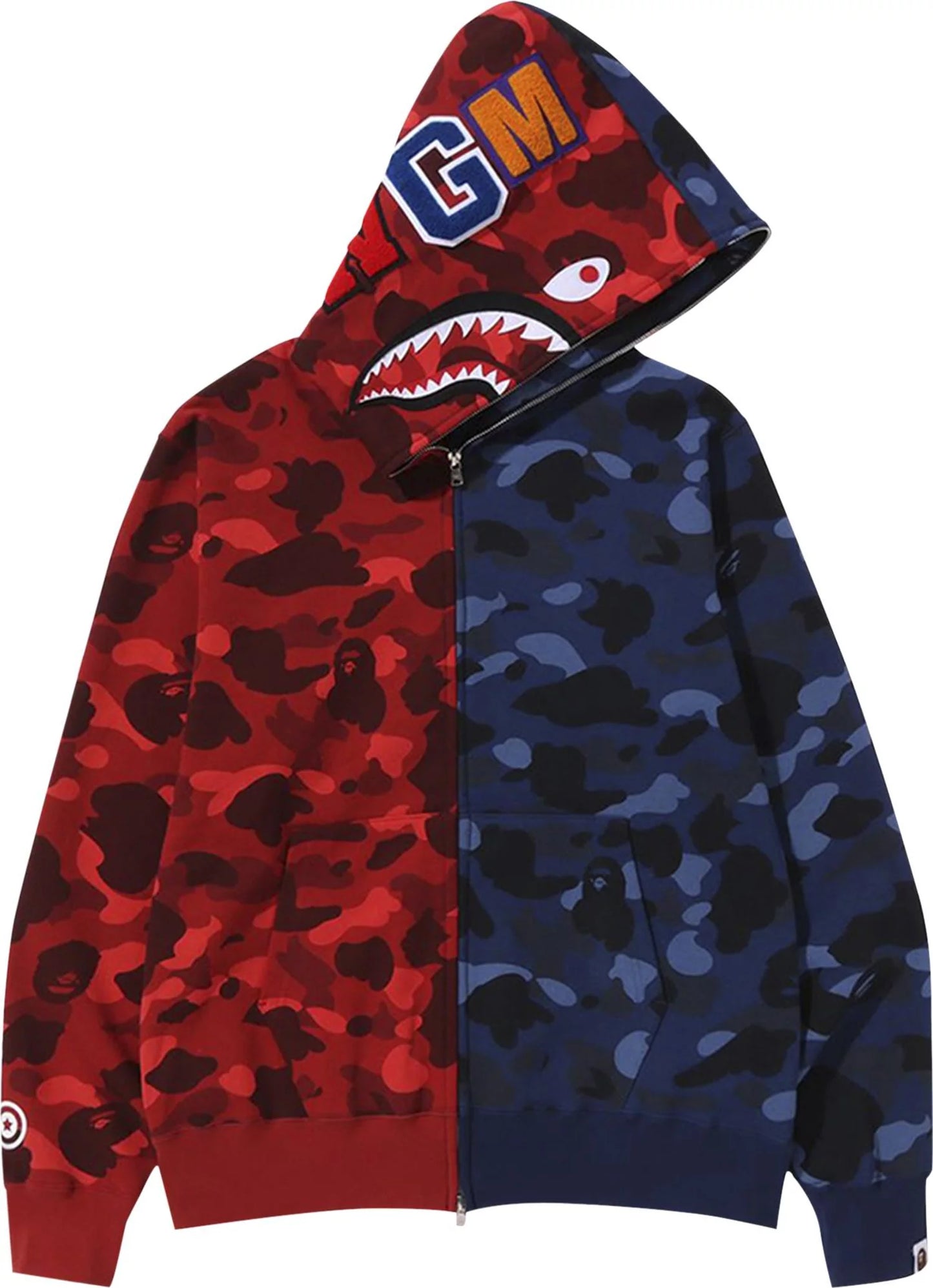 Bape Color Camo Shark Full Zip Hoodie Red Navy (FW22)