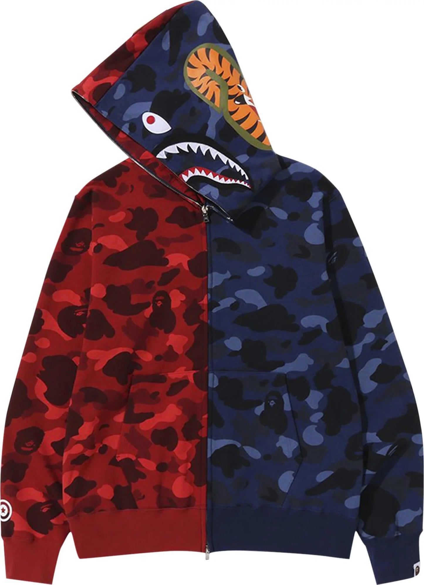 Bape Color Camo Shark Full Zip Hoodie Red Navy (FW22)