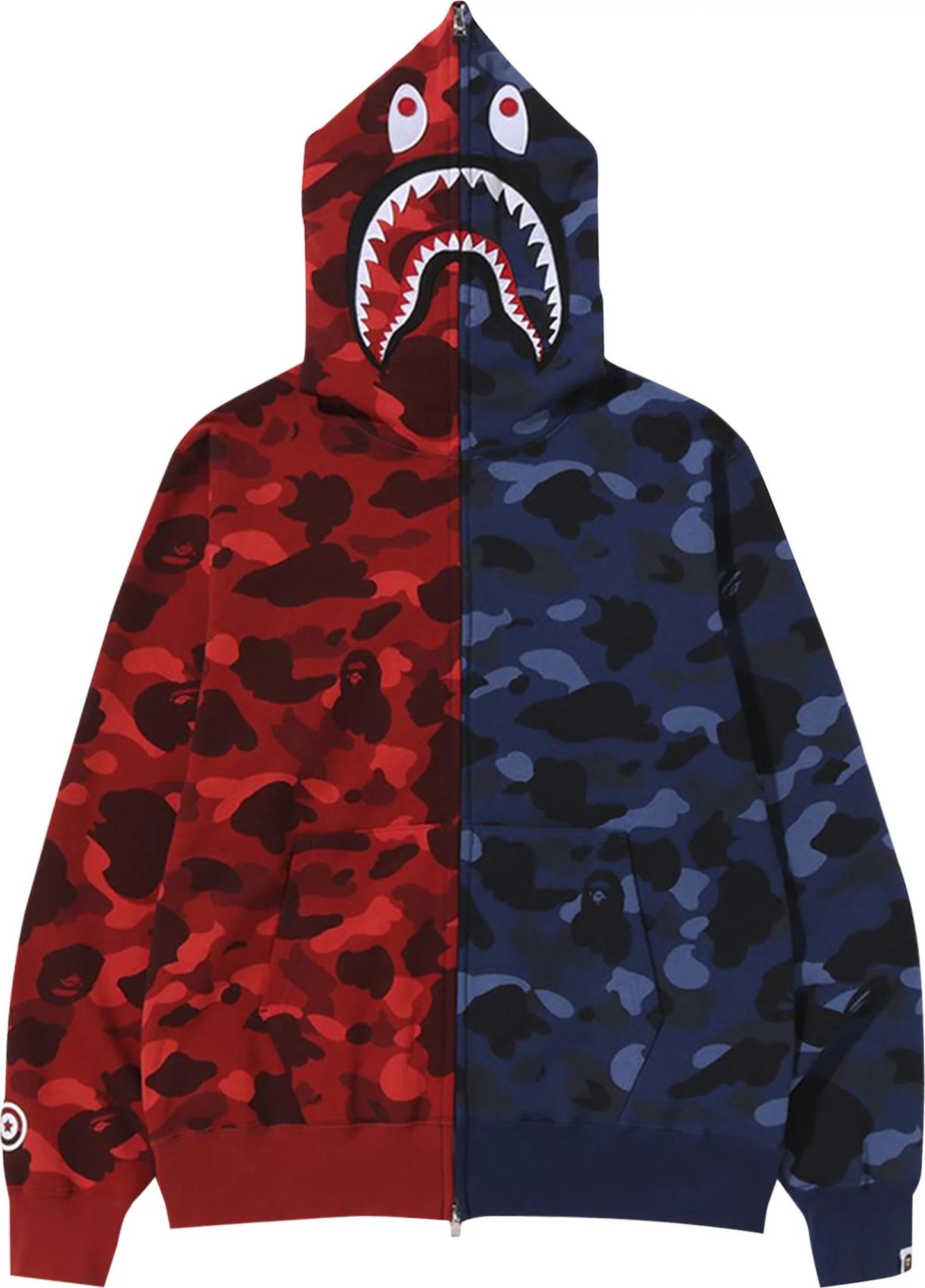 Bape Color Camo Shark Full Zip Hoodie Red Navy (FW22)