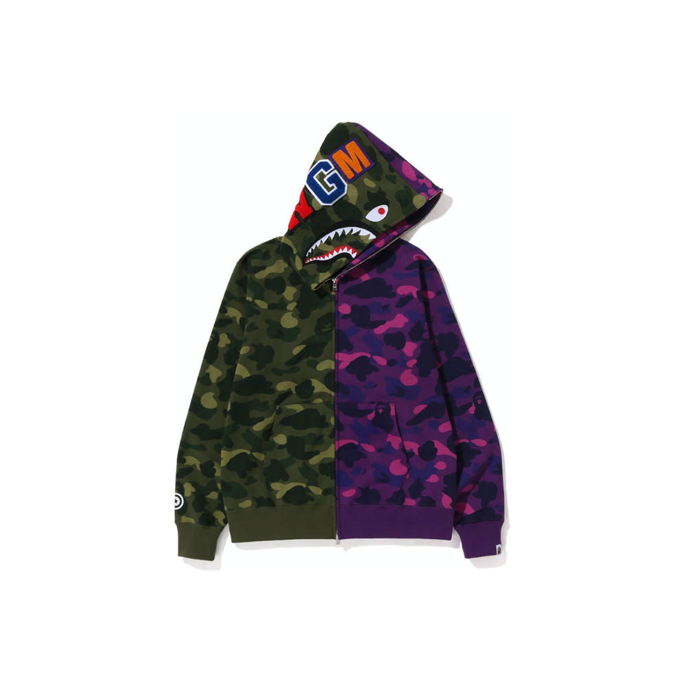 Bape Color Camo Shark Full Zip Hoodie Green Purple (FW22)
