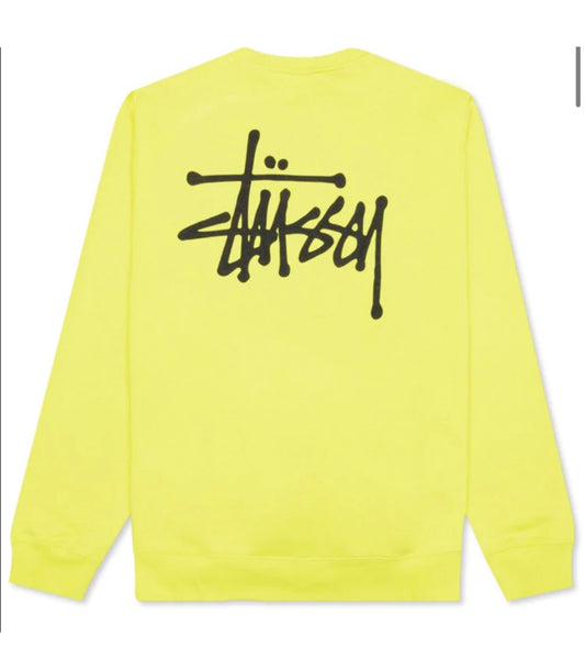 Stüssy Basic Crewneck Sweater Lemon Black