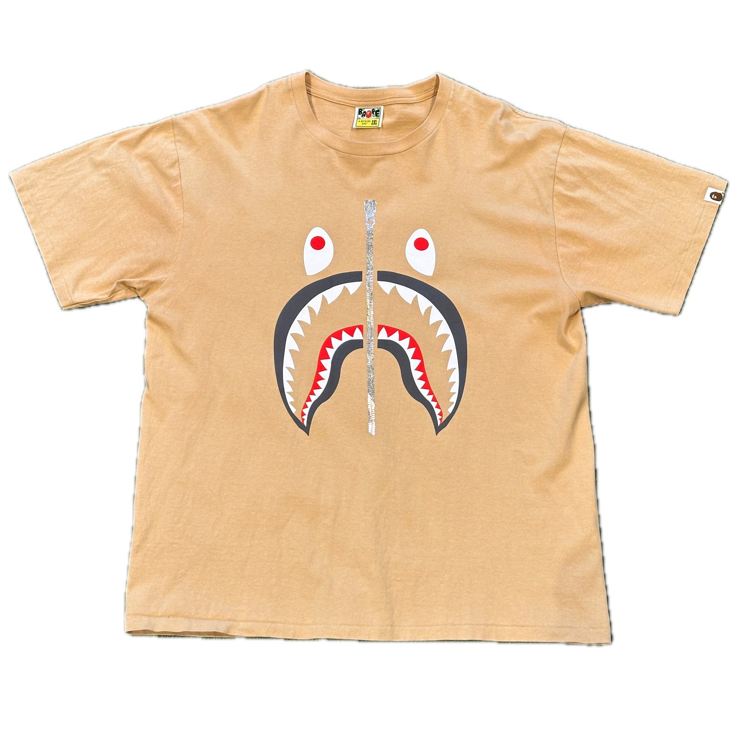 Bape Zipper Shark Vintage Tee Shirt Tan (2021) - Size XXL