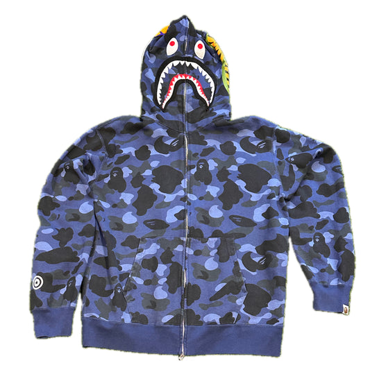 Bape ABC Color Camo Shark Hoodie Navy (2021) - Size XXL