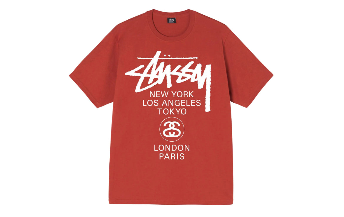 Stüssy World Tour Tee Shirt Dark Red