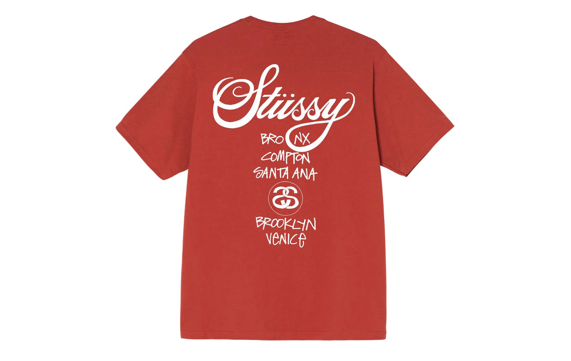 Stüssy World Tour Tee Shirt Dark Red