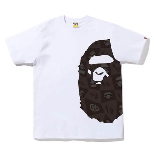 BAPE Distortion Side Big Ape Head Tee Shirt White Black (FW22)