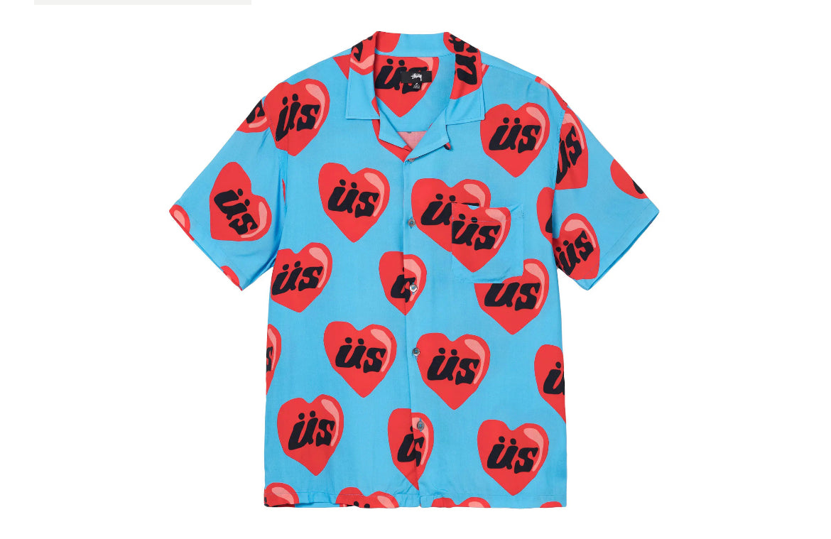 Stüssy x CPFM Heart Short Sleeve Shirt Blue Red