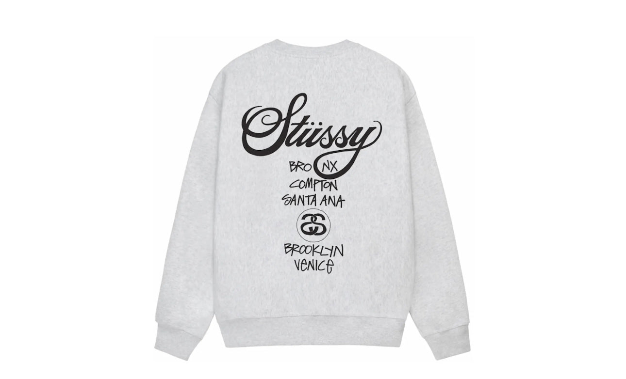 Stüssy World Tour Crewneck Ash Heather