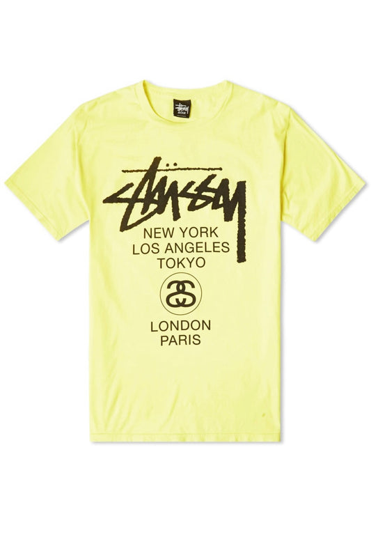 Stüssy World Tour Tee Shirt Pale Yellow